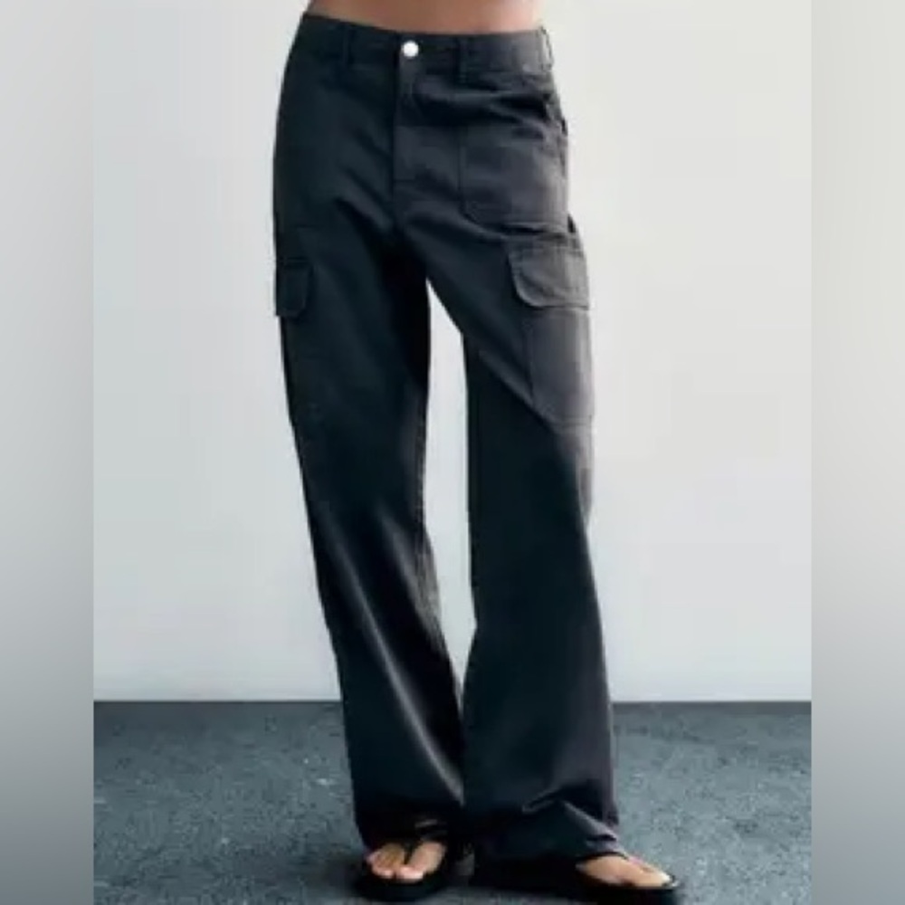 ZARA Women’s TRF Straight leg Cargo Pants Dark Gray Size 0